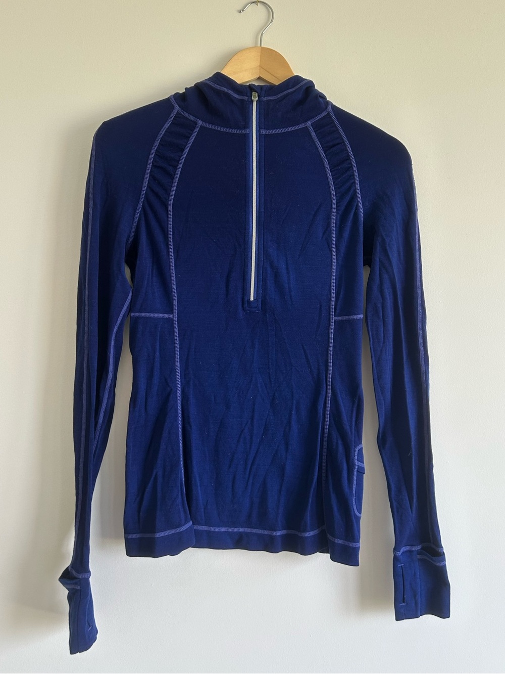 Lululemon Merino Wool Half Zip Hoodie Size 6 Blue